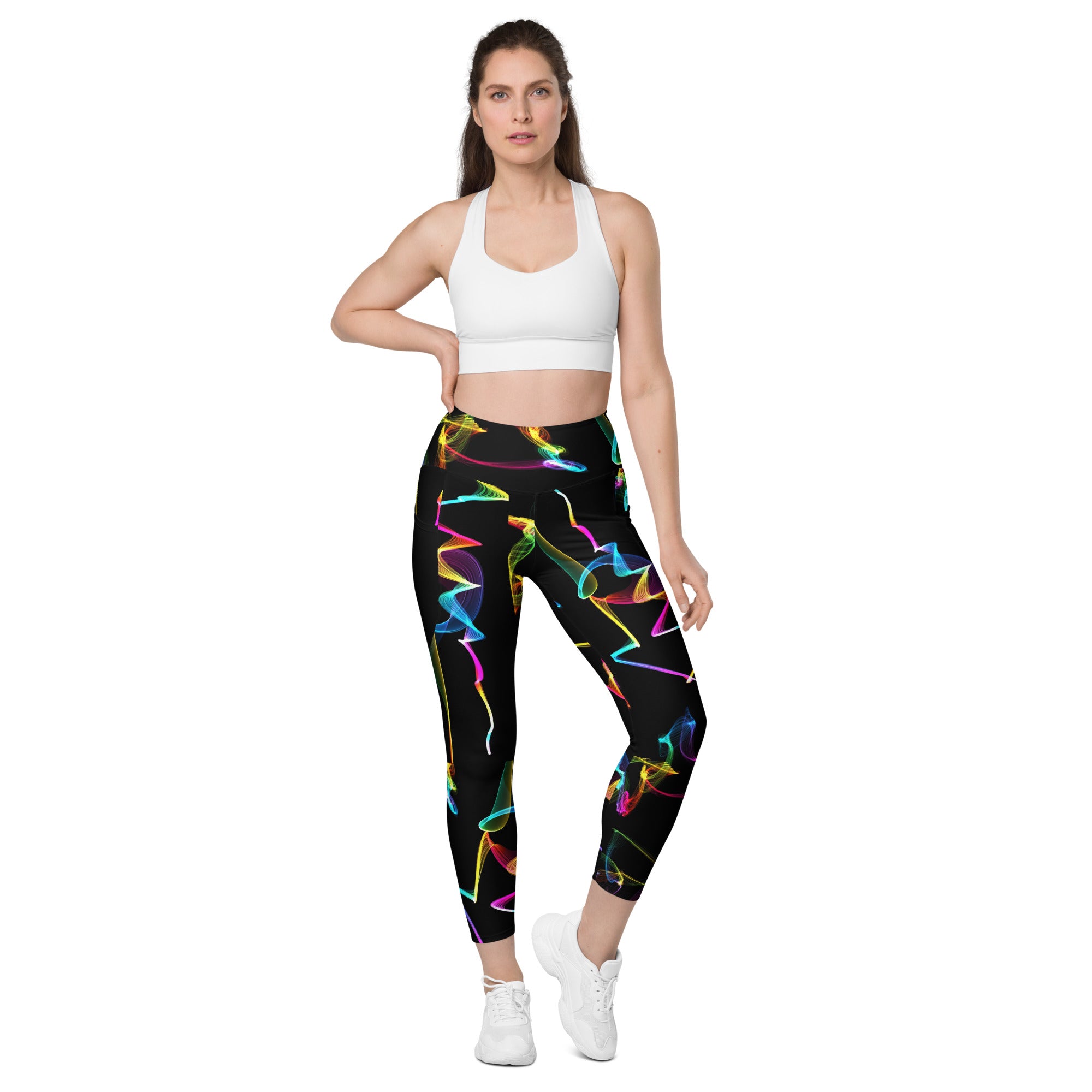 Black Gym Leggings with Pockets. Streetwear or Workout or Dance Leggings. Yoga Pants. WickedYo.